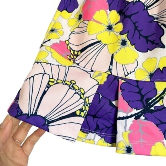 Groovy Tropical Floral Golf/Tennis Pleated Mini Skort Skirt - S/M 🎾 - Picture 2 of 6